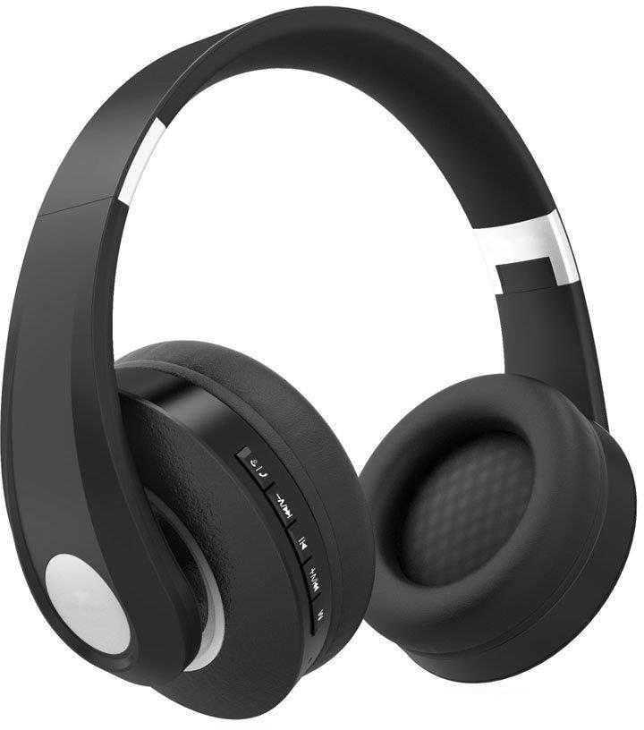 Bluetooth ausinės V-TAC, reguliuojamu lankeliu, juodos spalvos.