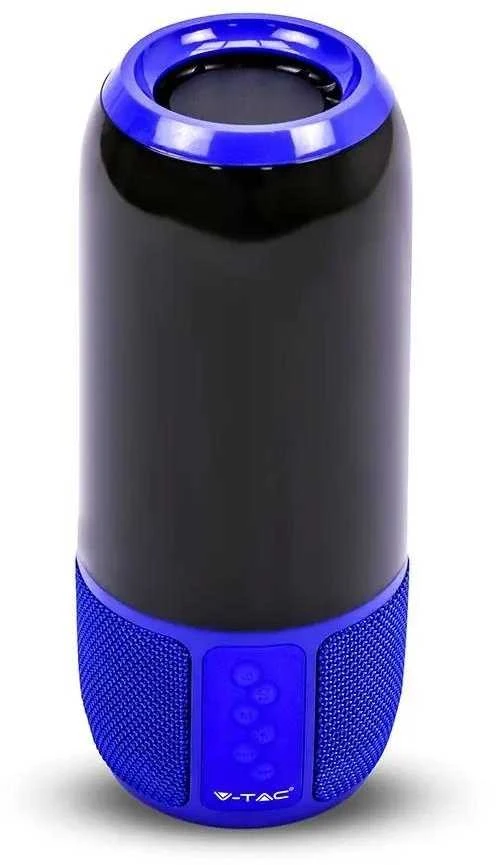 V-tac 6W Bluetooth kolonėlė su LED šviesomis, mėlyna, USB ir TF vieta, DC:5V