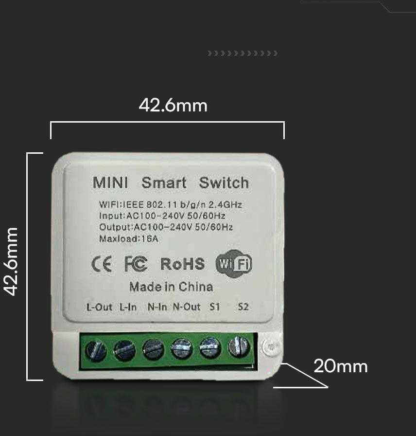 2 kanalų mini Wi-Fi jungiklis, suderinamas su AMAZON ALEXA bei GOOGLE HOME