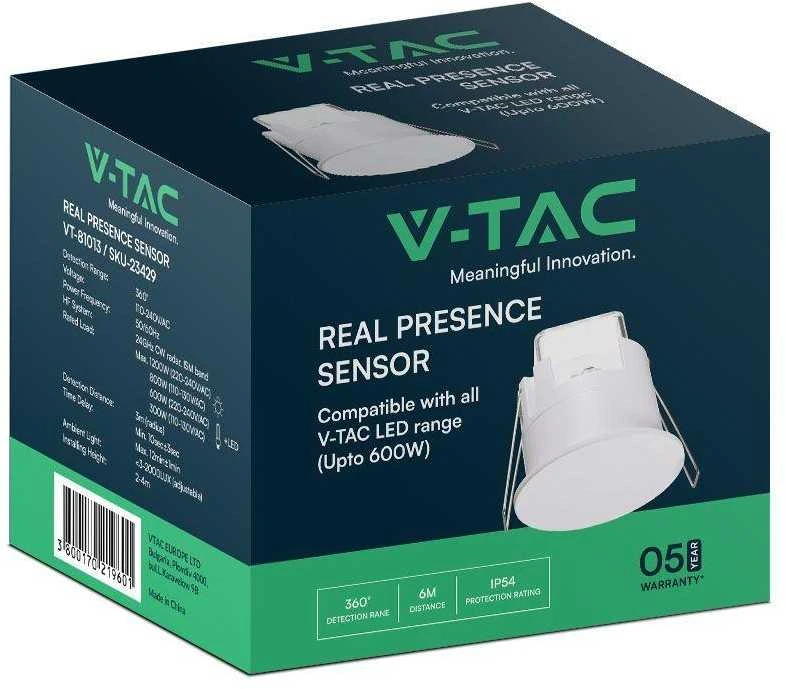 V-tac Įleidžiamas būvio daviklis, baltas, 360°, IP54