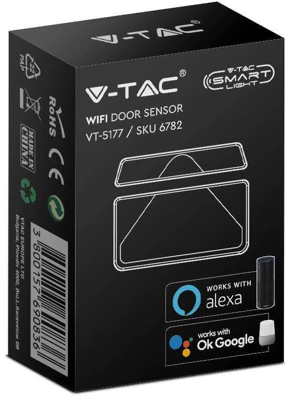 V-tac WIFI magnetinis kontaktinis jutiklis, baltas, suderinamas su AMAZON ALEXA ir GOOGLE HOME