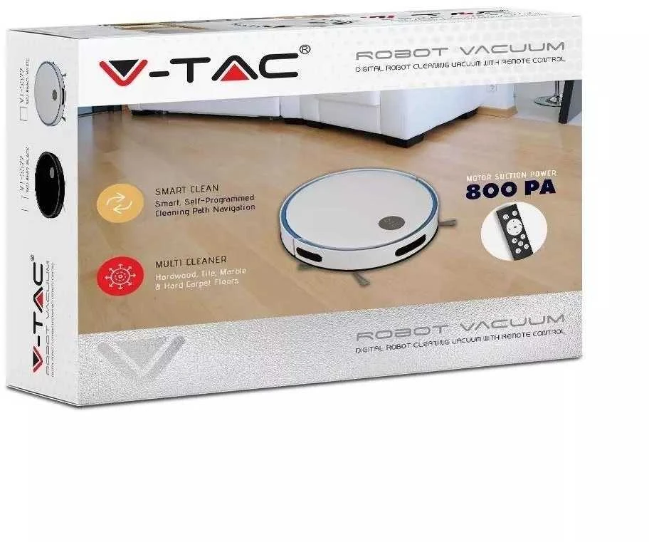 V-tac Robotas siurblys su nuotolinio valdymo pulteliu, juodas