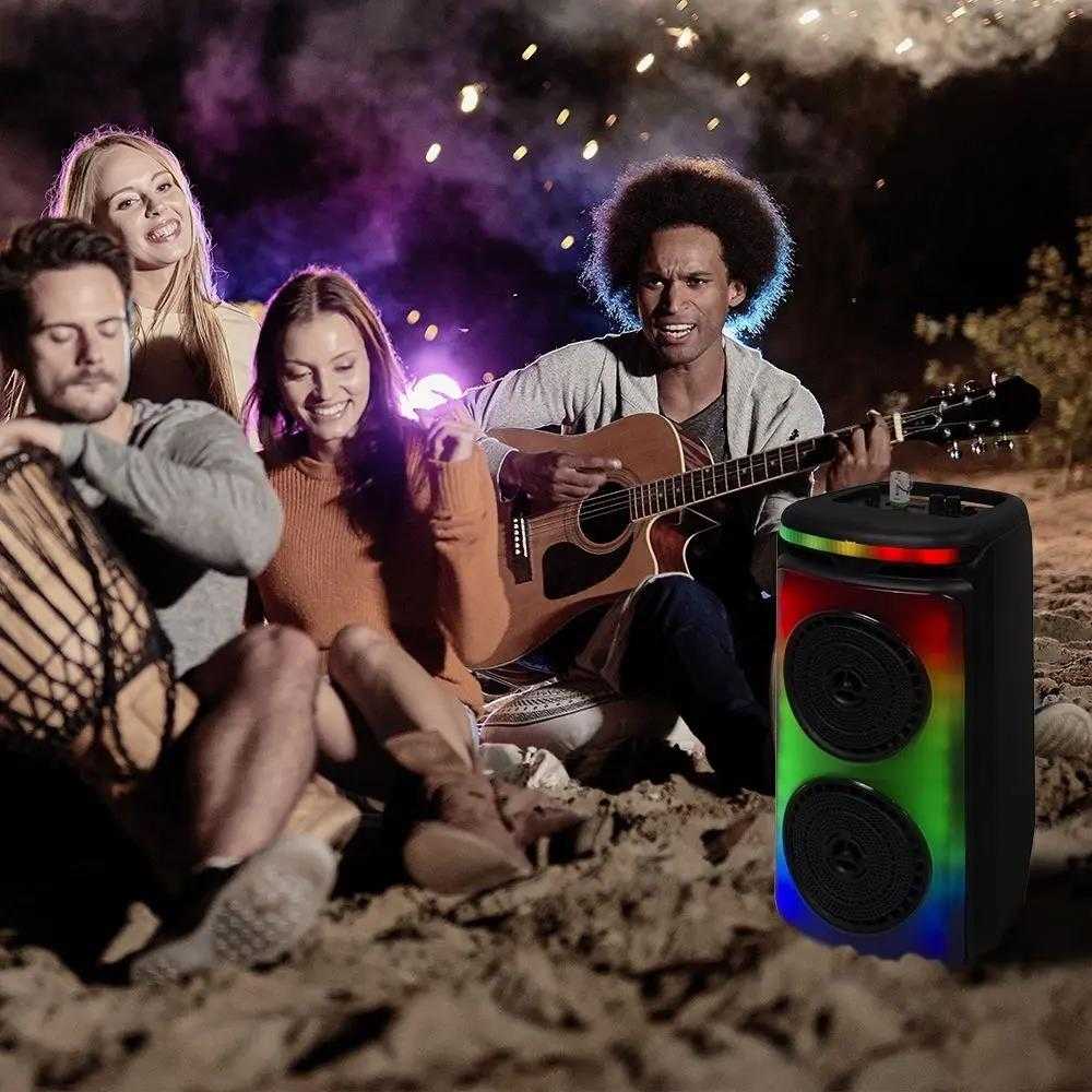 400W įkraunama kolonėlė su mikrofonu, nuotolinio valdymo pulteliu, RGB LED