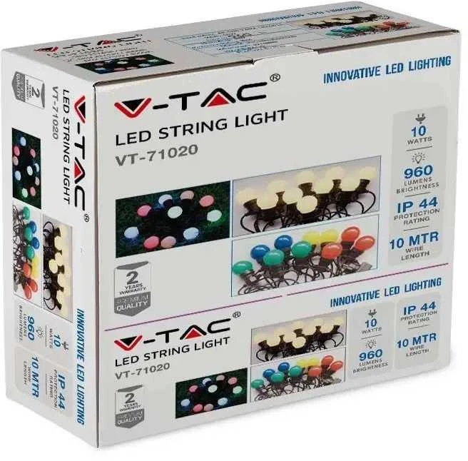 V-tac 20x0,5W lempučių girlianda, 3000K, 10m