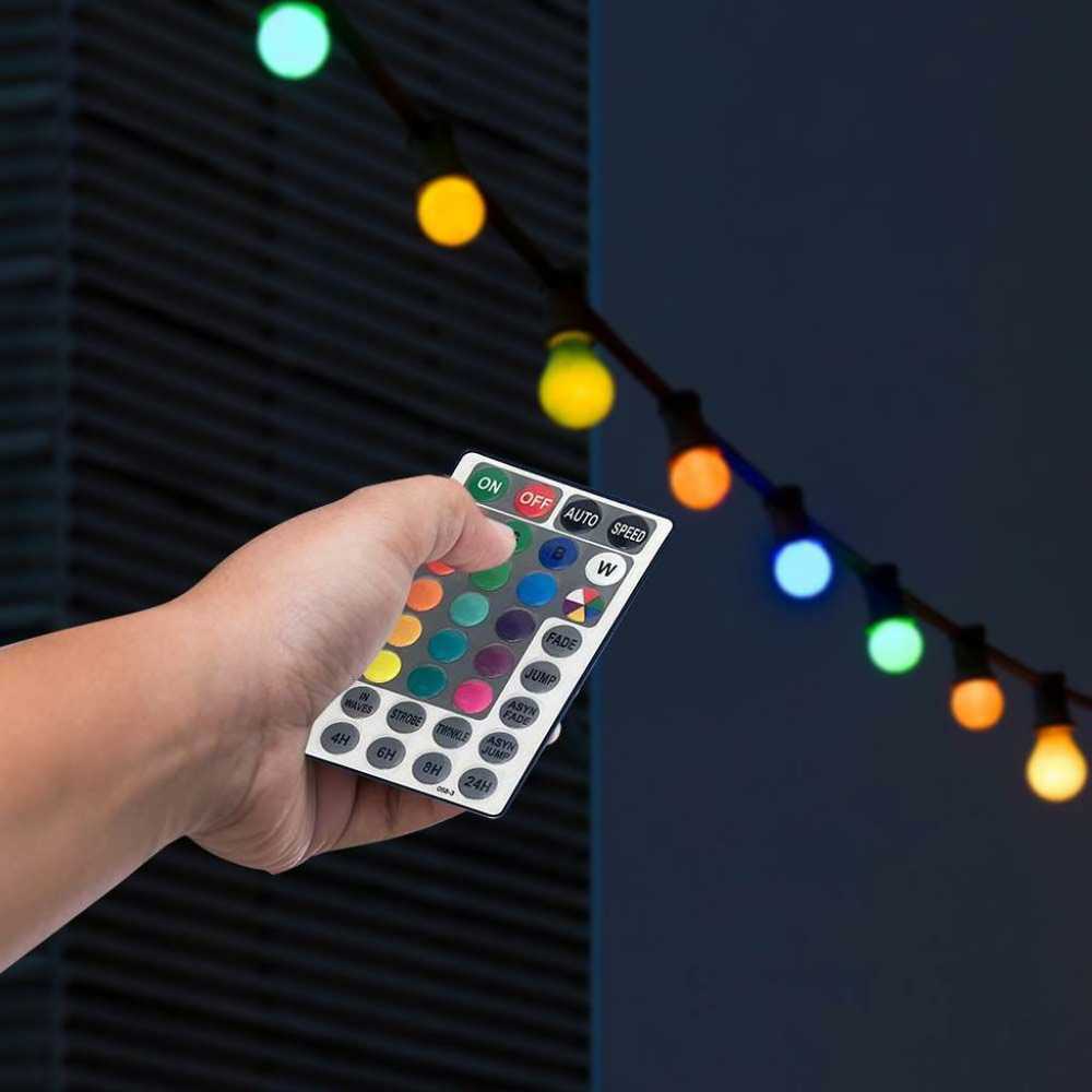 V-tac 15x0,5W LED lempučių girlianda, RGB, 13m, IP44