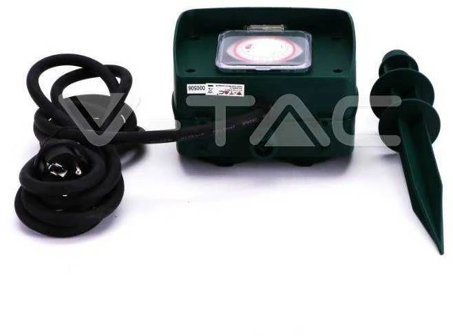 V-tac 2-vietis įsmeigiamas skirstytuvas su mechaniniu laikmačiu, IP44, žalios spalvos