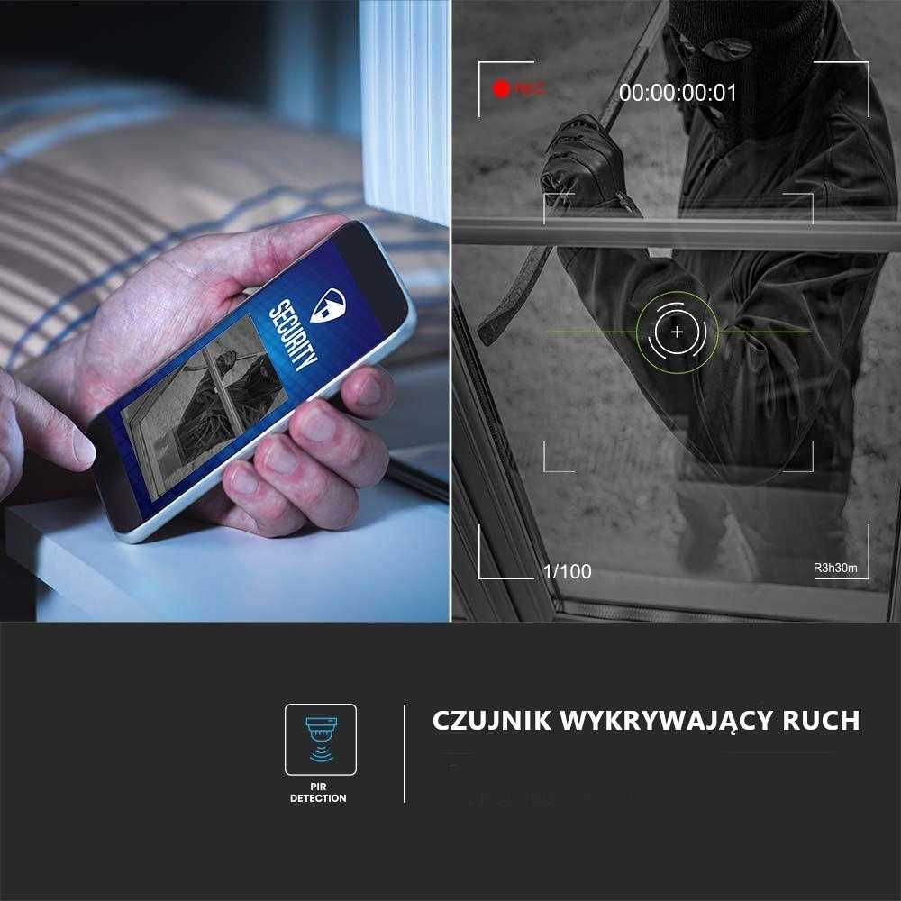 V-tac Valdoma HD 2MP WiFi apsaugos kamera, balta, su judesio davikliu ir saulės baterija