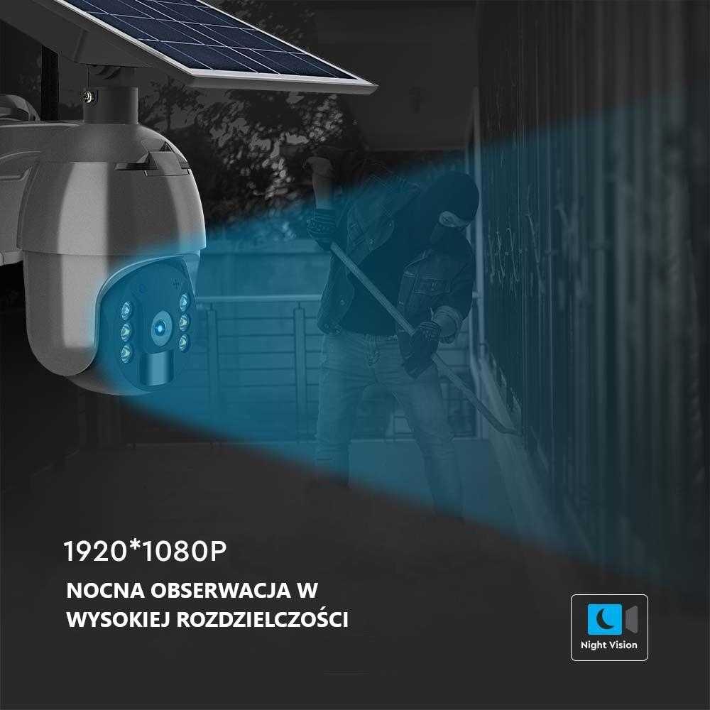 V-tac Valdoma HD 2MP WiFi apsaugos kamera, juoda, su judesio davikliu ir saulės baterija