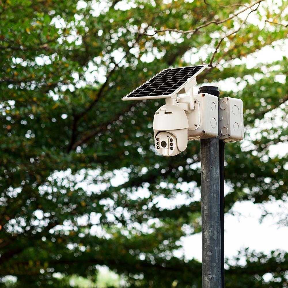 V-tac Valdoma HD 2MP WiFi apsaugos kamera, balta, su judesio davikliu ir saulės baterija