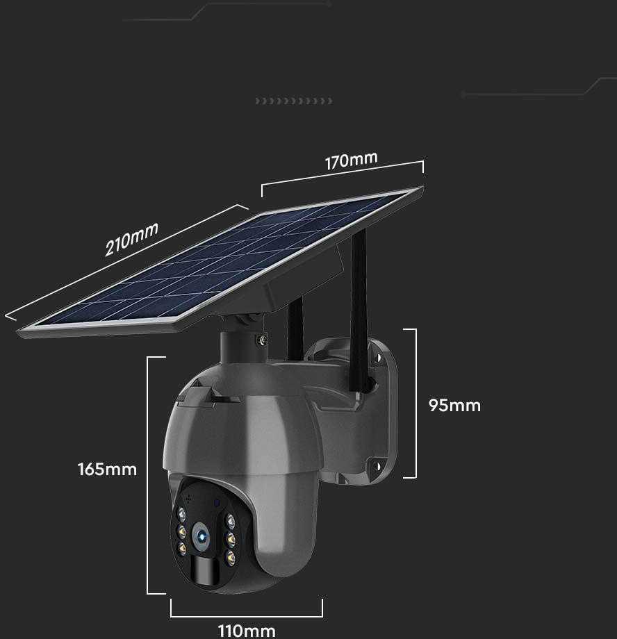 V-tac Valdoma HD 2MP WiFi apsaugos kamera, juoda, su judesio davikliu ir saulės baterija