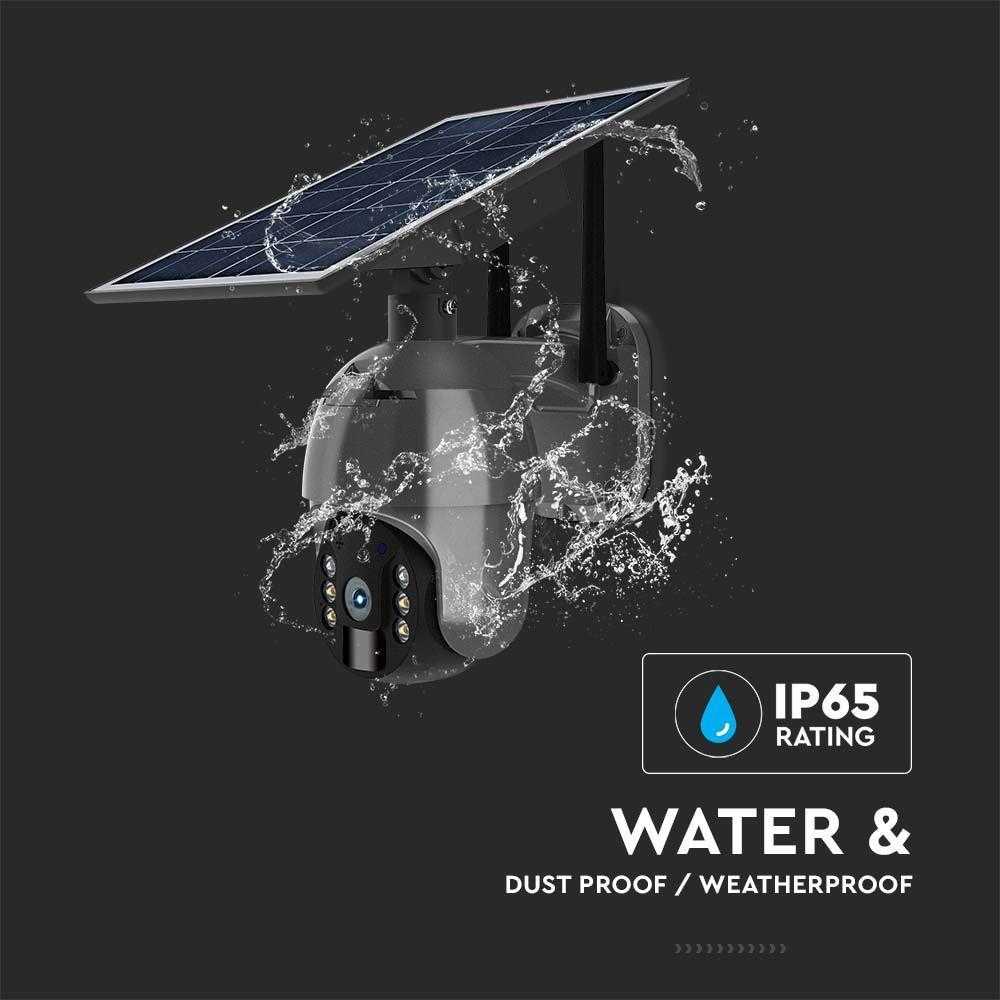 V-tac Valdoma HD 2MP WiFi apsaugos kamera, juoda, su judesio davikliu ir saulės baterija