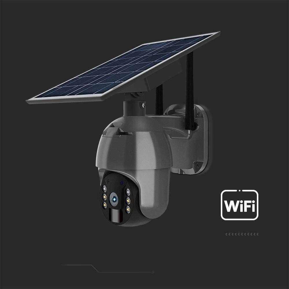 V-tac Valdoma HD 2MP WiFi apsaugos kamera, juoda, su judesio davikliu ir saulės baterija