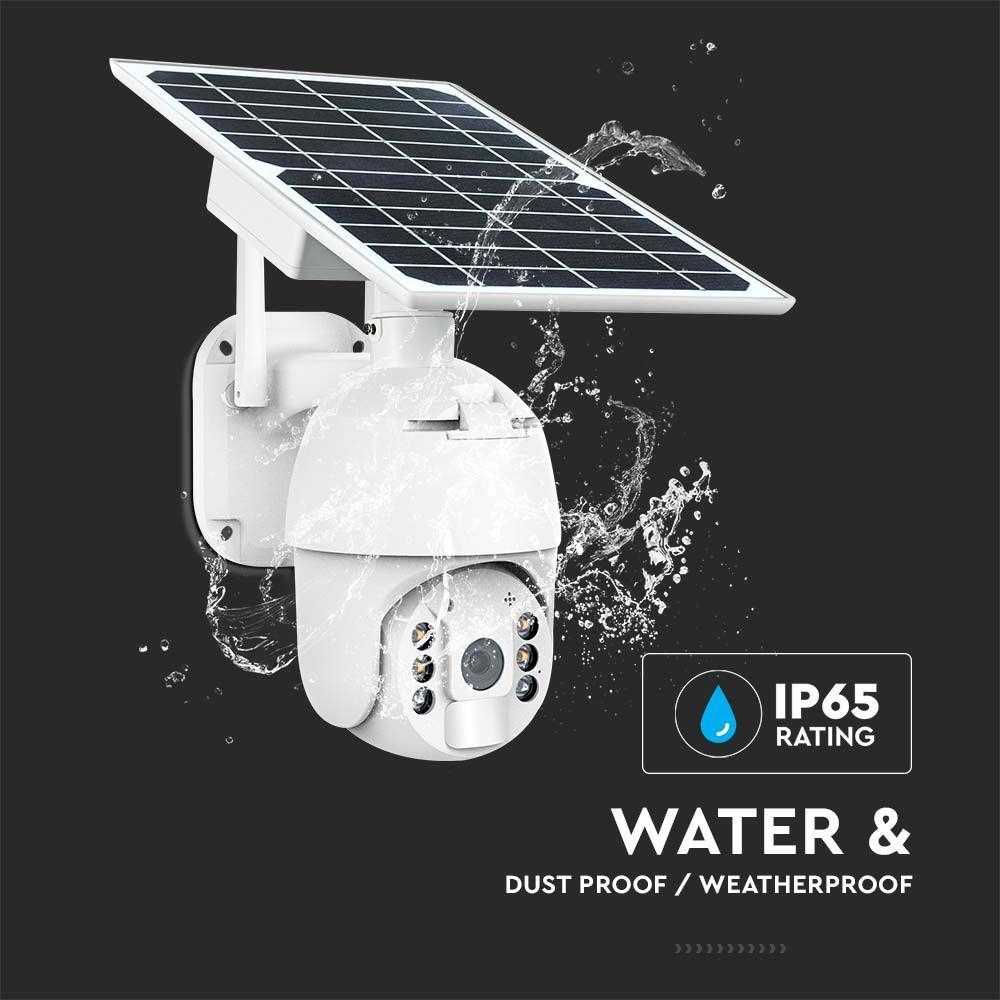 V-tac Valdoma HD 2MP WiFi apsaugos kamera, balta, su judesio davikliu ir saulės baterija