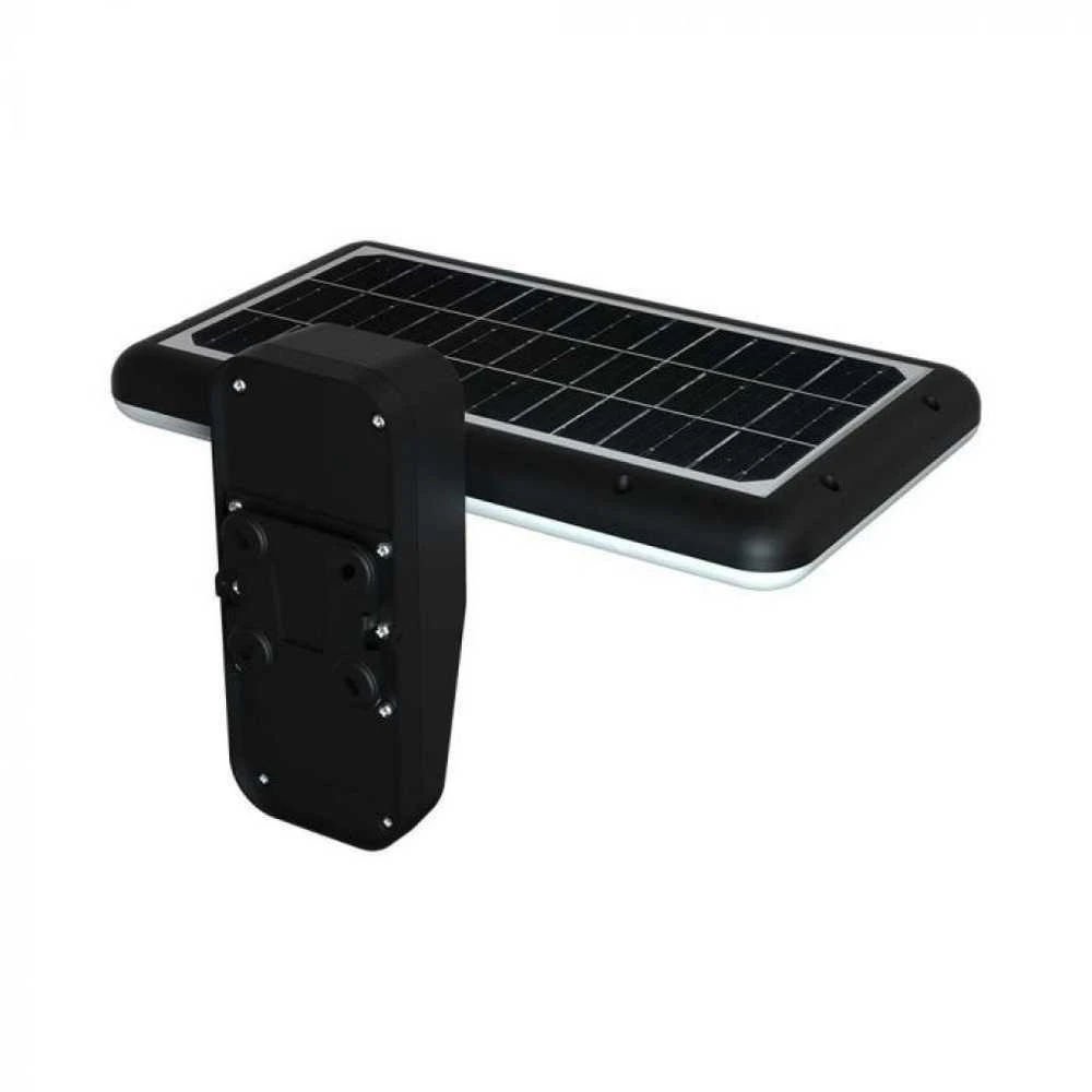 Sieninis šviestuvas V-tac 15W LED paviršinis šviestuvas su saulės baterija ir judesio davikliu, juodas, 4000/6000K