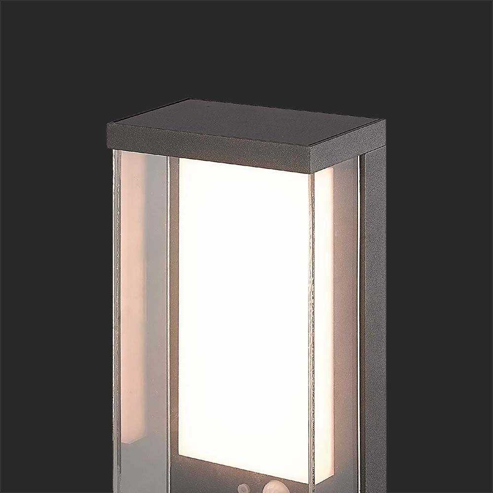 Sieninis šviestuvas V-tac 1W LED sieninis lauko šviestuvas su saulės baterija ir judesio davikliu, tamsiai pilkas, 3000K, IP54