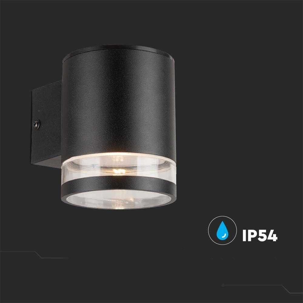 Sieninis šviestuvas V-tac 1W LED sieninis lauko šviestuvas su saulės baterija, juodas, 3000K, IP54