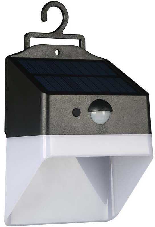 Sieninis šviestuvas V-tac 2W LED sieninis lauko šviestuvas su saulės baterija ir judesio davikliu, baltos/juodos sp., 4000K, IP65