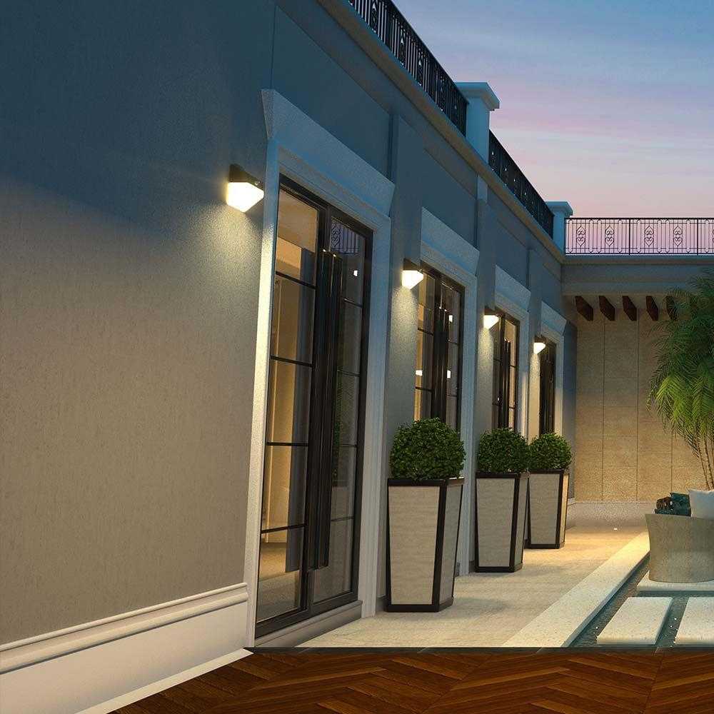 Sieninis šviestuvas V-tac 2W LED sieninis lauko šviestuvas su saulės baterija ir judesio davikliu, baltos/juodos sp., 4000K, IP65