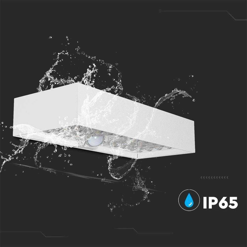 Sieninis šviestuvas V-tac 6W LED sieninis lauko šviestuvas su saulės baterija ir judesio davikliu, baltas, 4000K, IP65