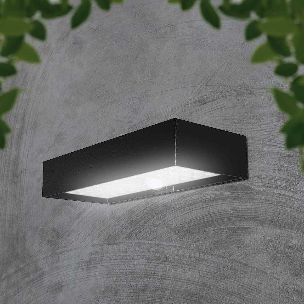 Sieninis šviestuvas V-tac 6W LED sieninis lauko šviestuvas su saulės baterija ir judesio davikliu, juodas, 4000K, IP65