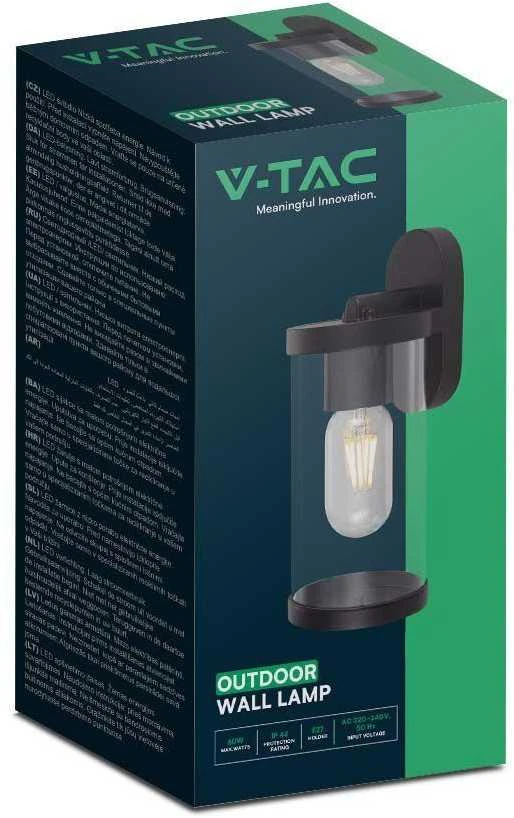 V-tac Sieninis šviestuvas, E27, juodas, IP44