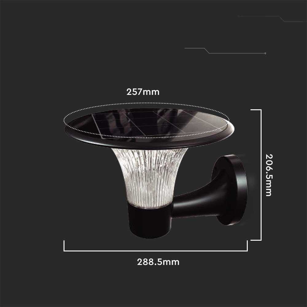 Sieninis šviestuvas V-tac 15W LED sieninis lauko šviestuvas su saulės baterija ir judesio davikliu, juodas, 4000/6000K
