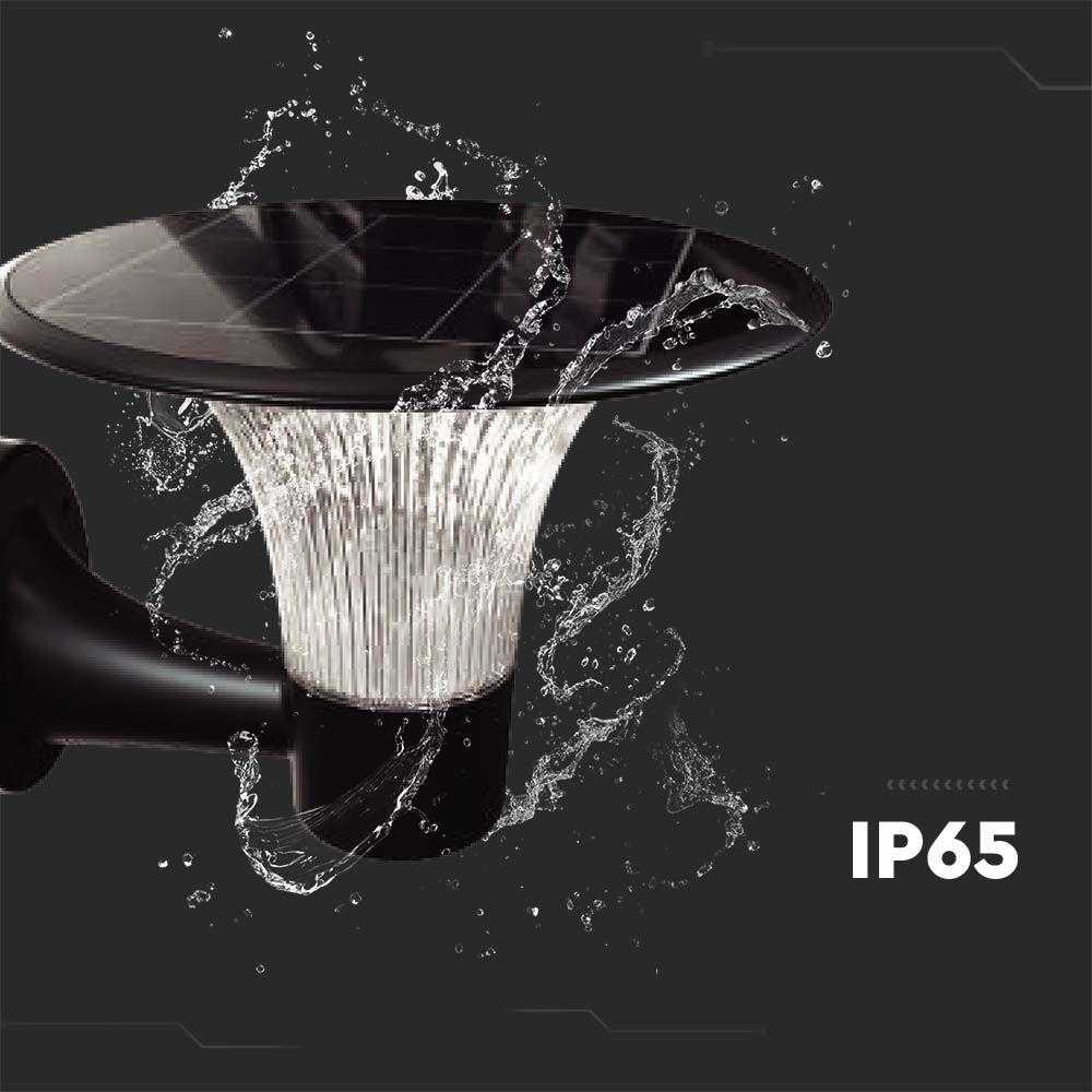 Sieninis šviestuvas V-tac 15W LED sieninis lauko šviestuvas su saulės baterija ir judesio davikliu, juodas, 4000/6000K