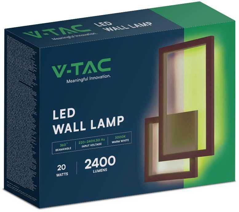 V-tac 20W LED sieninis šviestuvas, rūdžių sp., 4000K