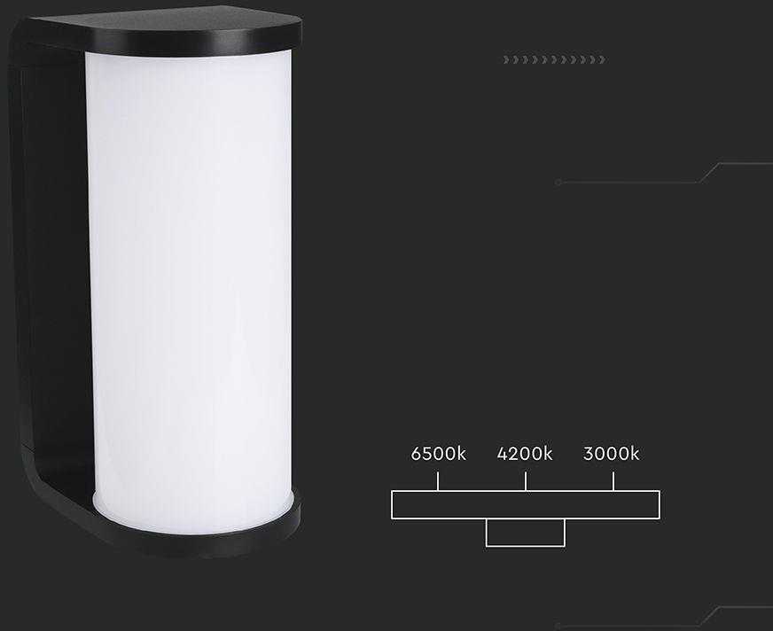 Sieninis šviestuvas V-tac 12W LED sieninis fasado šviestuvas, juodas, 3000/4000/6500K, IP65