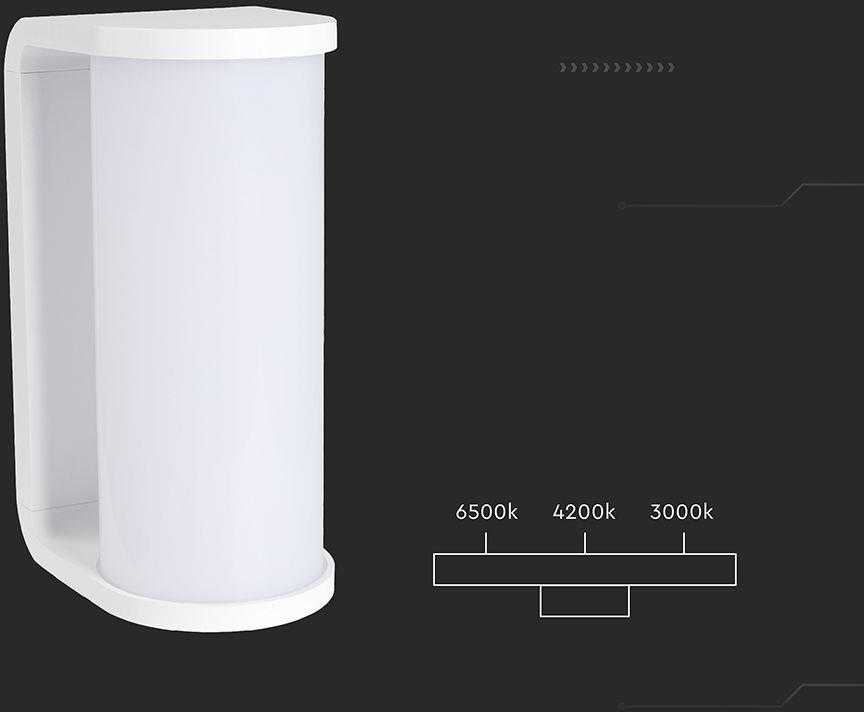 Sieninis šviestuvas V-tac 12W LED sieninis fasado šviestuvas, baltas, 3000/4000/6500K, IP65