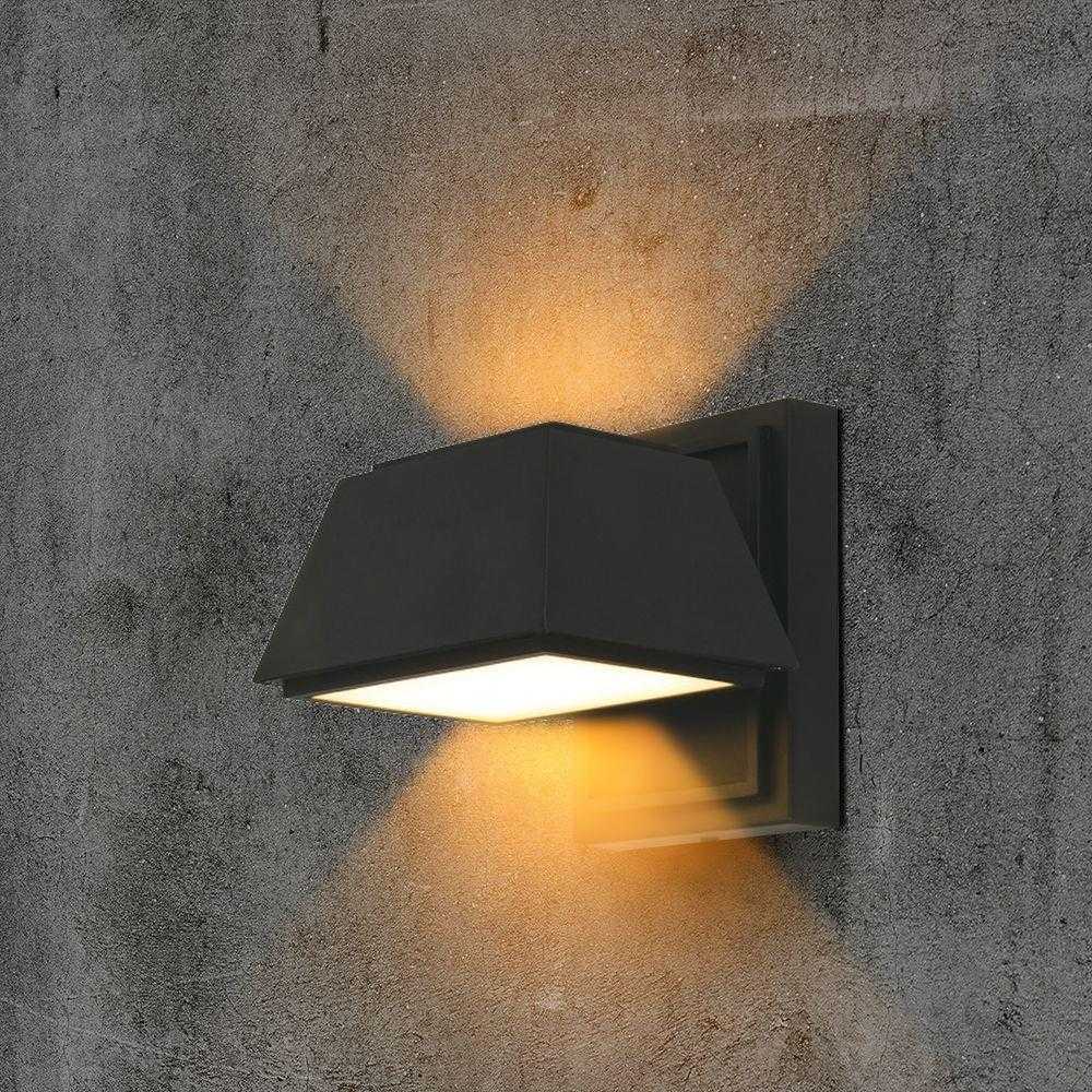 V-tac 15W LED sieninis šviestuvas, juodas, 3000K, IP65, šviečia į viršų ir į apačią