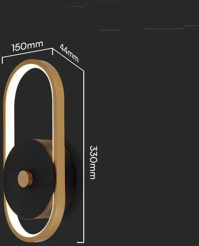 V-tac 15W LED sieninis šviestuvas, juodos/žalvario sp., 3000K, IP54