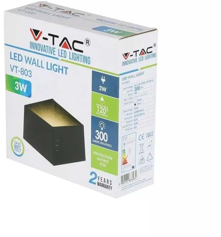 3W LED sieninis šviestuvas, Bridgelux chip, juodas, 4000K