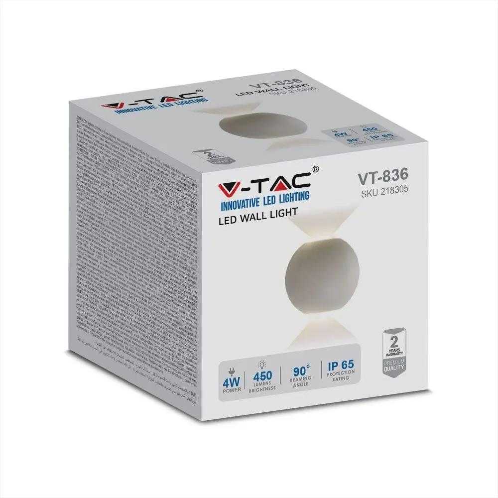Sieninis šviestuvas V-tac 4W sieninis lauko šviestuvas, pilkas, 4000K, IP65