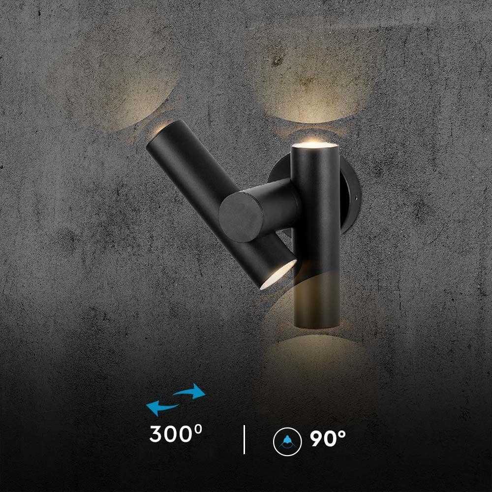 V-tac 6W LED sieninis šviestuvas, juodas, 3000K