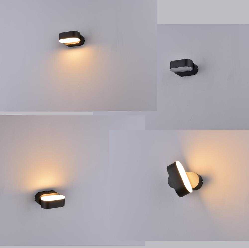 Sieninis šviestuvas V-tac 5W LED sieninis pakreipiamas šviestuvas, juodu korpusu, 4000K, IP65