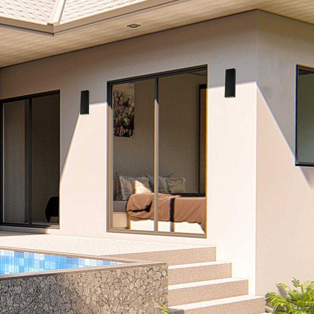 Sieninis šviestuvas V-tac 8W LED sieninis fasado šviestuvas, juodas, 4000K, IP65, šviečia į viršų ir į apačią