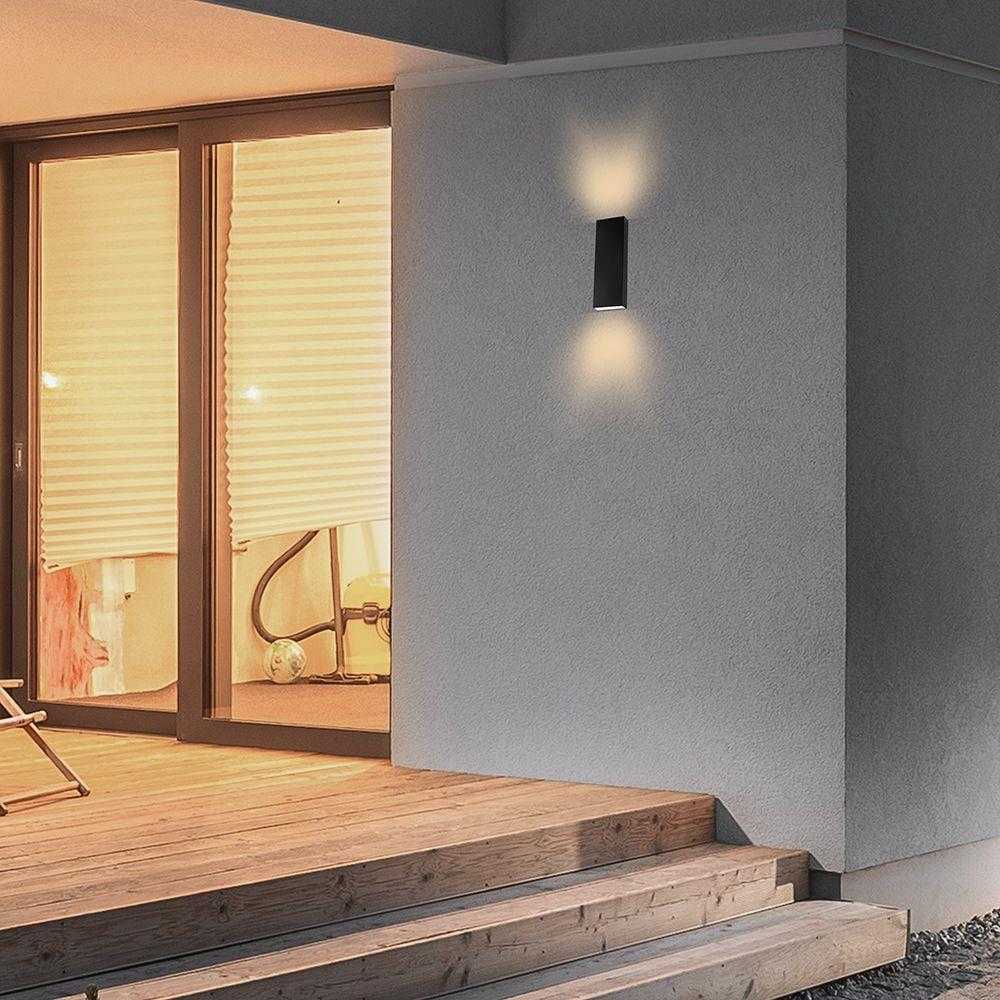 Sieninis šviestuvas V-tac 8W LED sieninis fasado šviestuvas, juodas, 4000K, IP65, šviečia į viršų ir į apačią