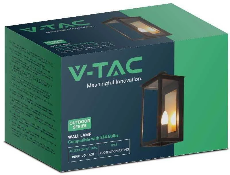 Sieninis šviestuvas V-tac Sieninis lauko šviestuvas, E14, juodas, IP65