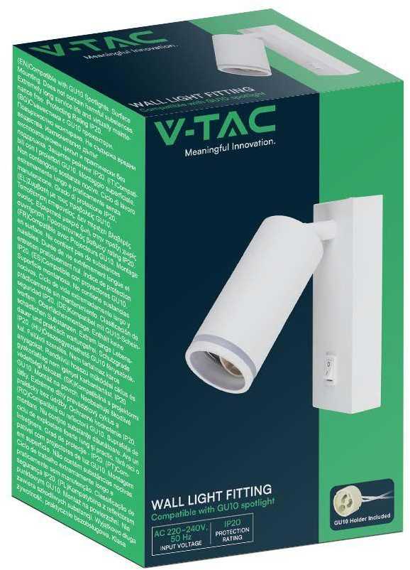 V-tac Sieninis šviestuvas, GU10, baltas