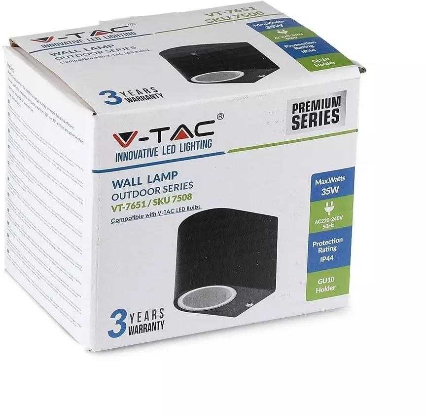 V-tac Ant sienos tvirtinamas GU10 laikiklis, juodas, IP44