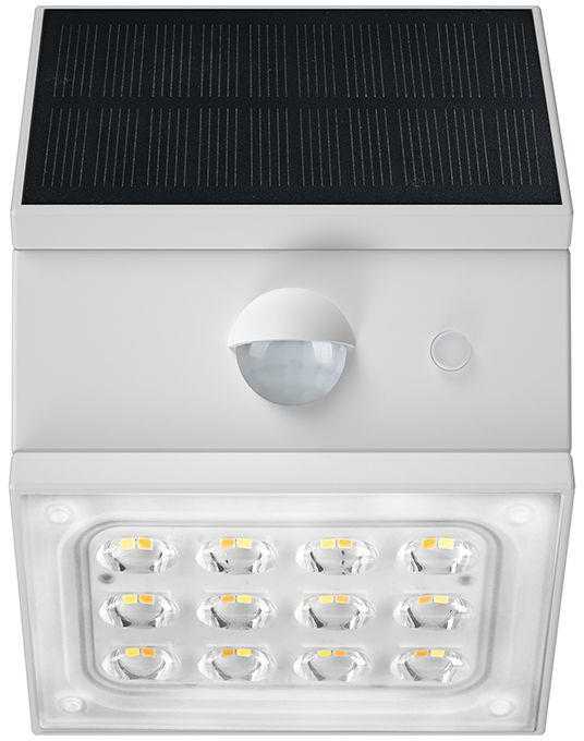 Sieninis šviestuvas V-tac 2,5W LED sieninis įkraunamas šviestuvas su saulės baterija ir judesio davikliu, baltas, 3000/4000/6000K, IP65