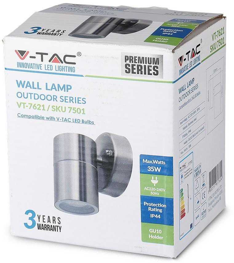V-tac Ant sienos tvirtinamas GU10 plieno laikiklis, IP44