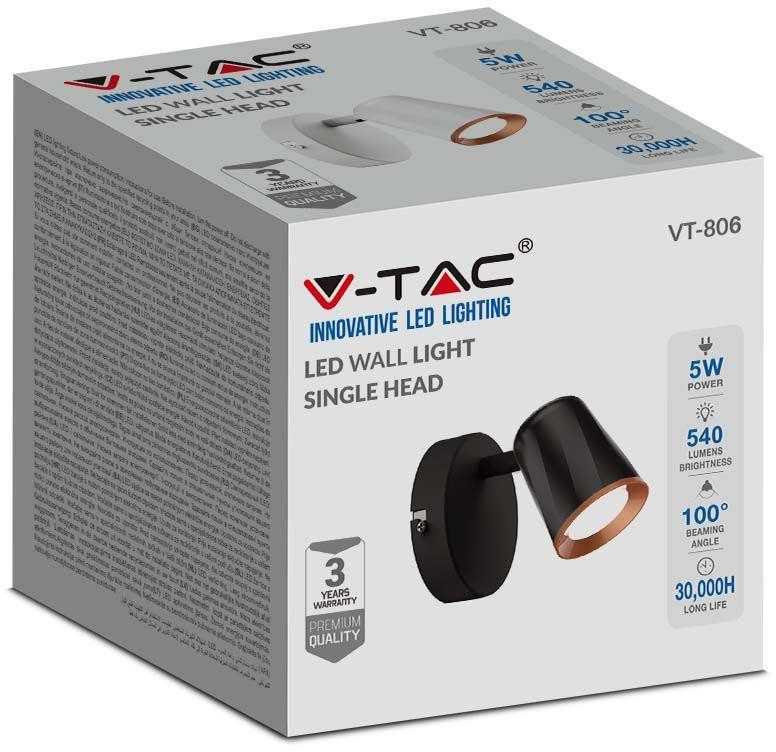 V-tac 5W LED sieninis šviestuvas, baltas, 4000K