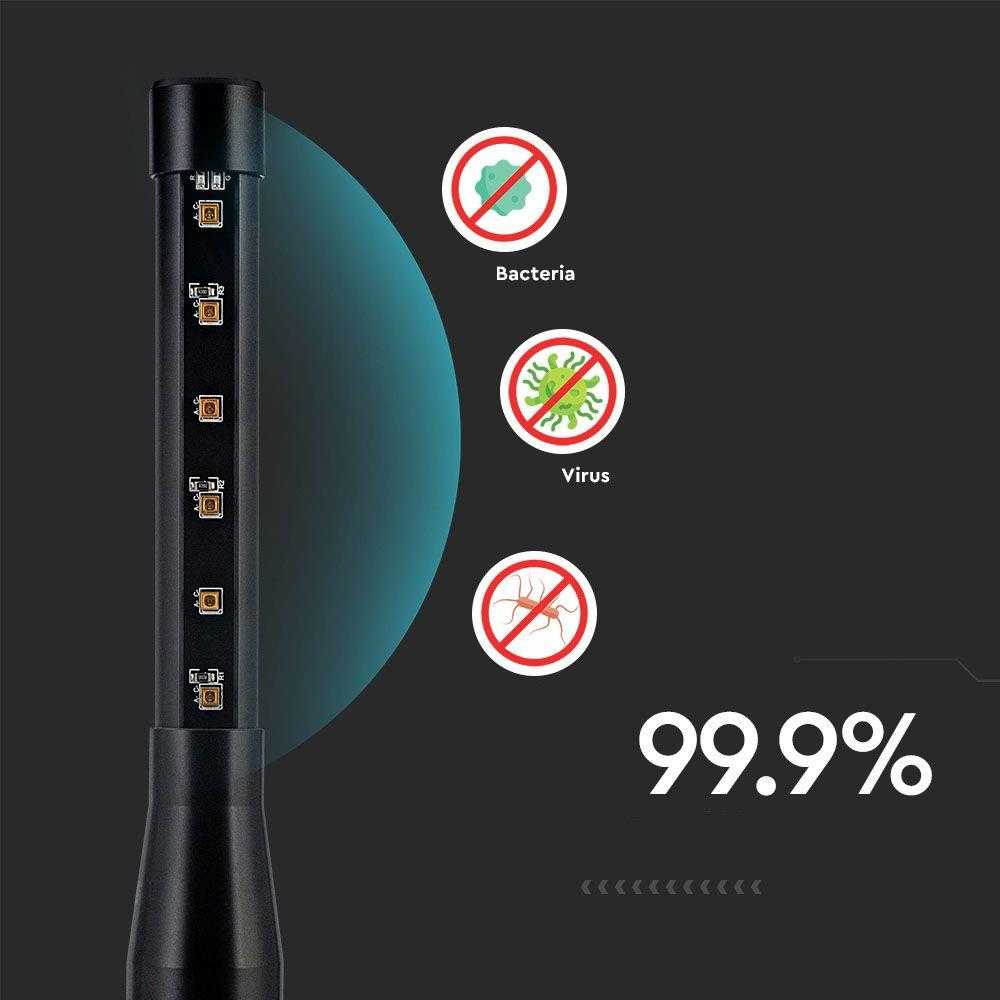14W antibakterinė UV lempa, nešiojama, juoda