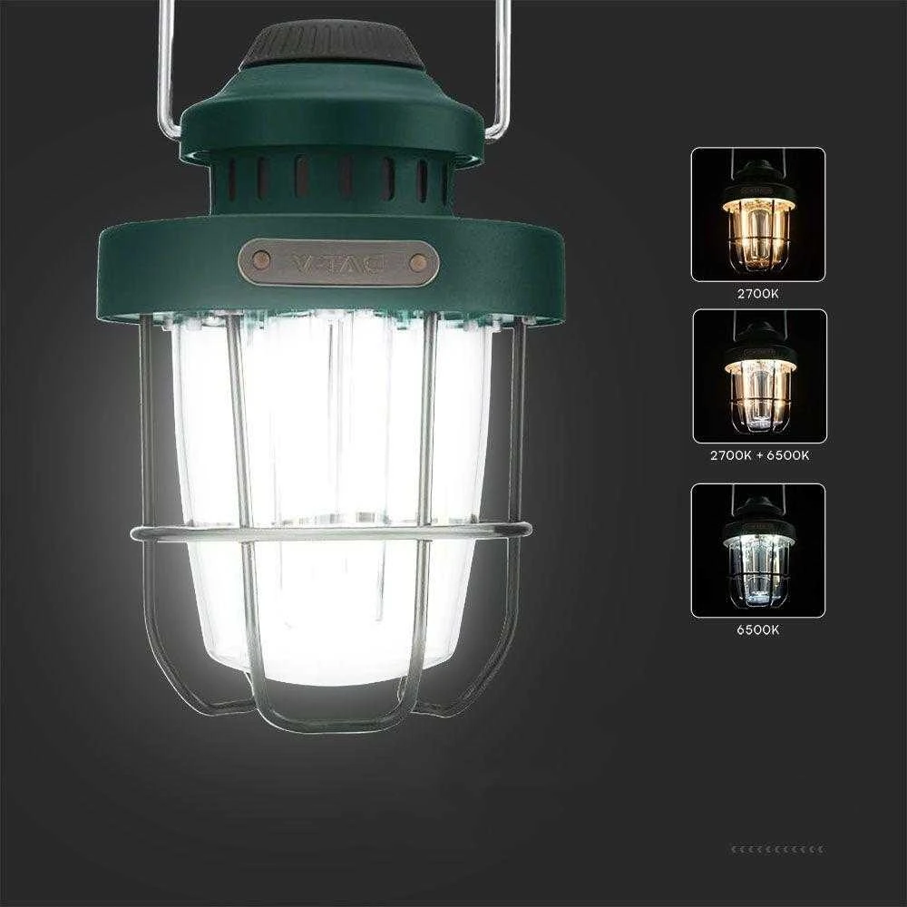 V-tac 5W LED įkraunamas žibintas, žalias, 2700-6500K, IP44, dimeriuojamas