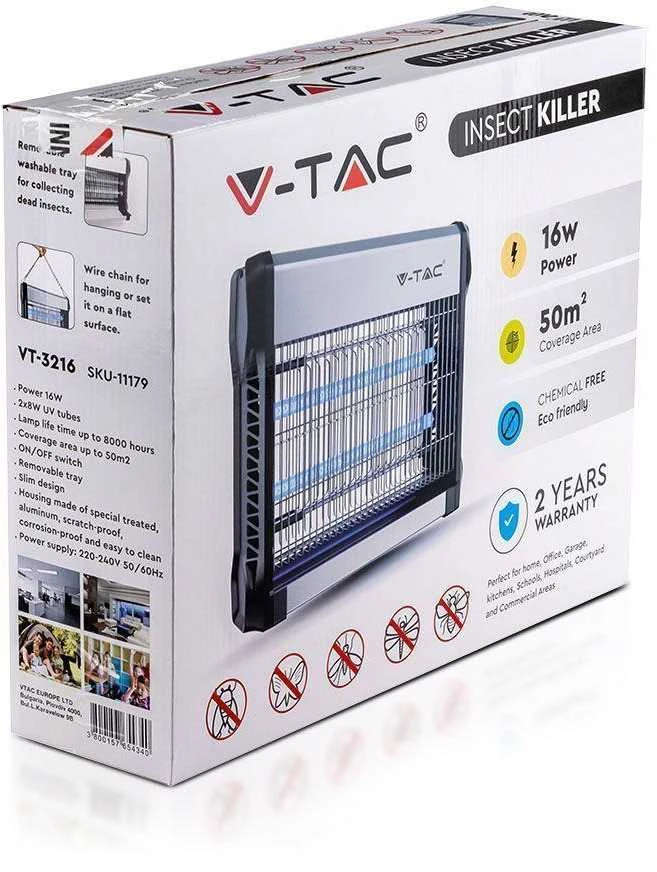 Vabzdžių gaudyklė su elektros iškrova V-TAC, 16W