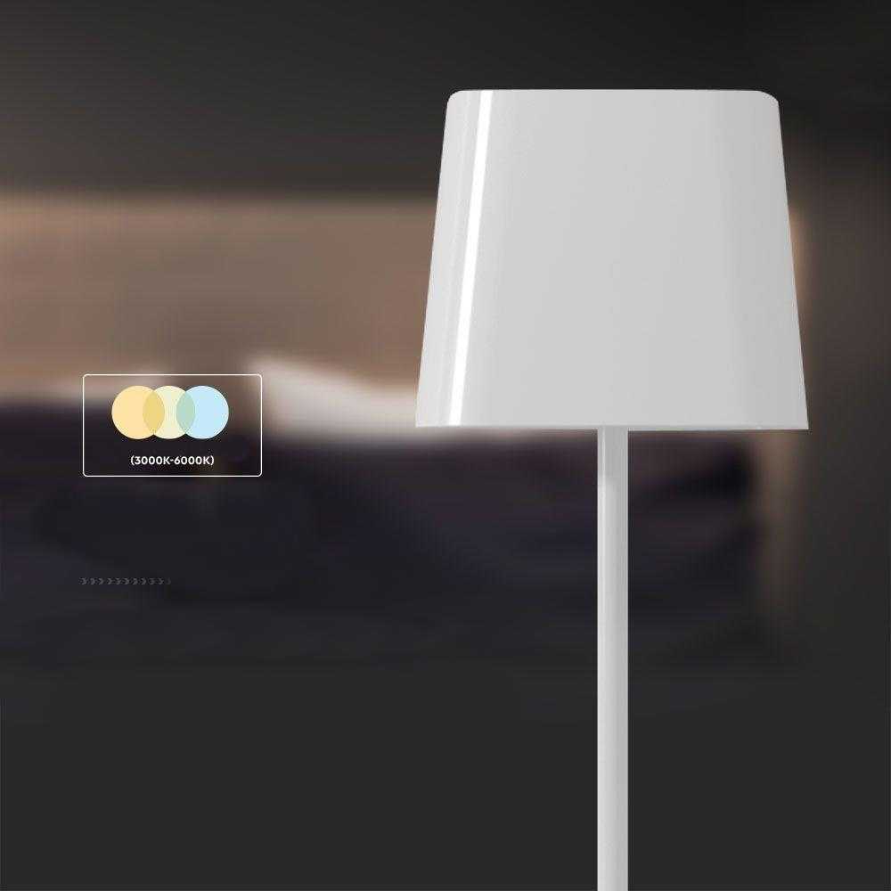 V-tac 5W LED įkraunamas stalo šviestuvas su saulės baterija, baltas, 3000-6000K, dimeriuojamas, IP65