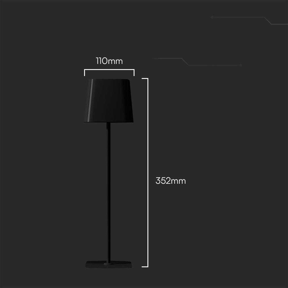 V-tac 5W LED įkraunamas stalo šviestuvas su saulės baterija, juodas, 3000-6000K, dimeriuojamas, IP65