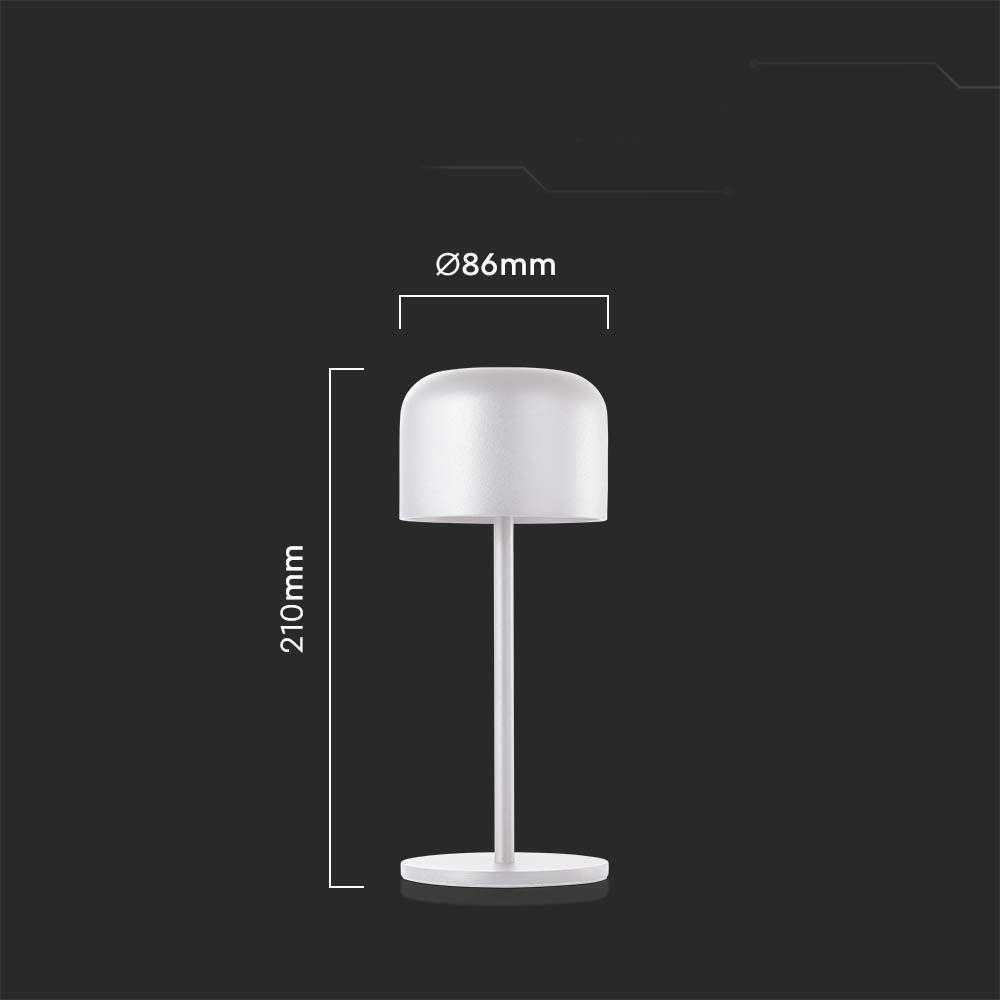 V-tac 1,5W LED įkraunamas stalo šviestuvas, baltas, 2700-5700K, dimeriuojamas, IP54